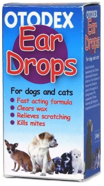 Petlife Otodex Veterinary Ear Drops 14ml - Cat & Dogs Wax Mite Relieves Itching