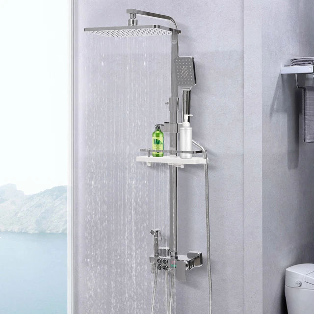 Duschsystem Edelstahl 201 – Mit Regendusche & Handbrause, Anti-Kalk, Silber