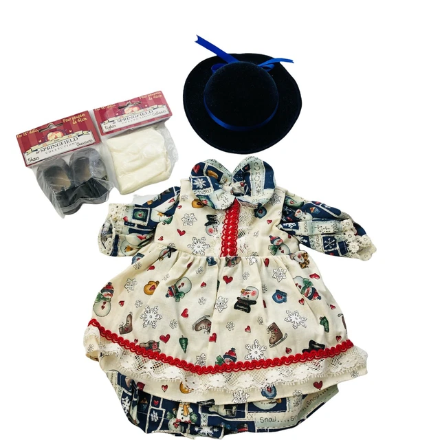 Doll Dress Hat Tights Shoes 5 pieces Snowmen Springfield Collection