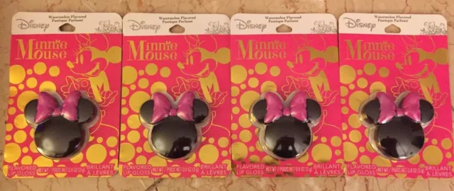 Lot of 4 Disney MINNIE MOUSE Watermelon Flavored Lip Gloss / Compact