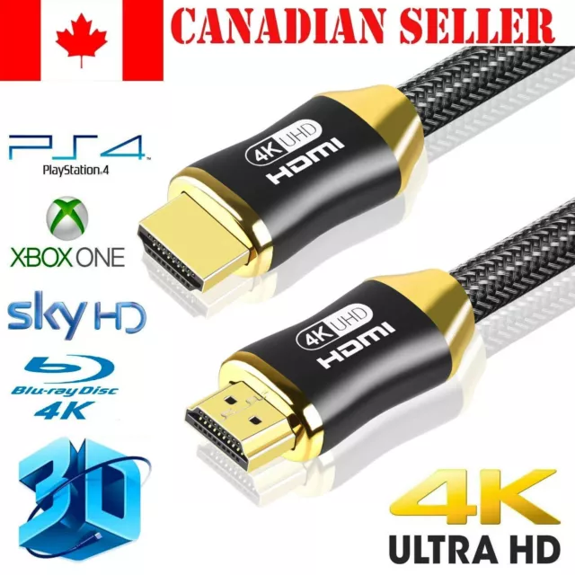 4K Premium Hdmi Cable 2.0 High Speed Gold Plated Braided Lead 2160P 3D Uhd Hdtv