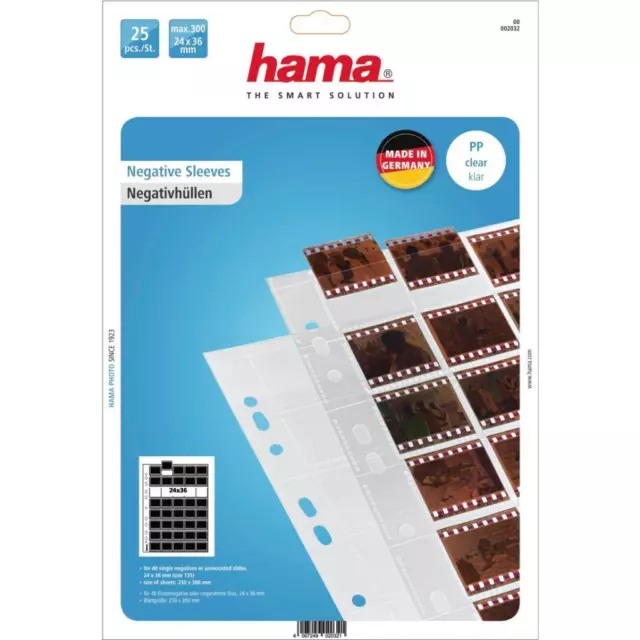 Hama 25 Polypropylene Negative Unmounted Slide Sleeves 40 Negatives 35Mm 2032