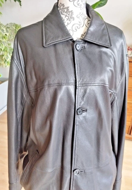 Veste Parka Cuir Noir Homme Yves Saint Laurent- T56 XL comme neuf