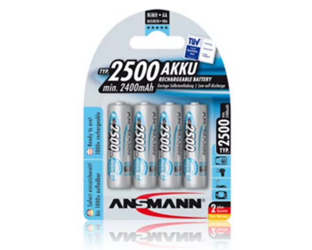 4 pz Batteria ricaricabile Ni-MH MaxE, Size: Stilo, AA, 1,2V 2500mAh Precaricata