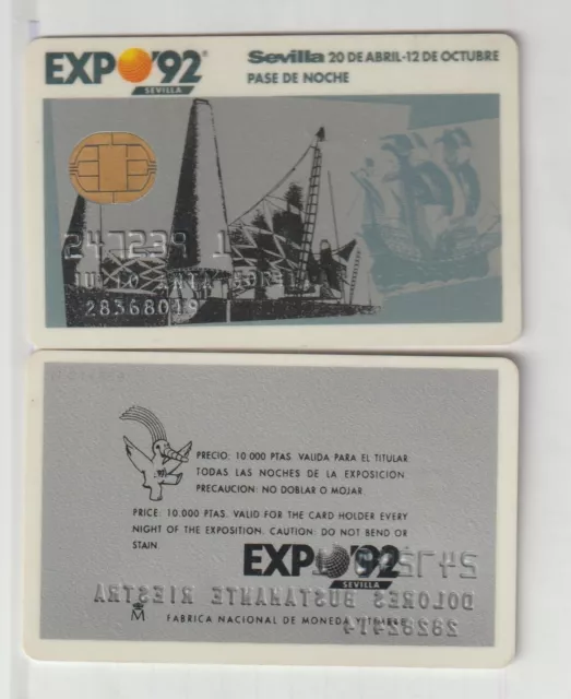 España Expo 92 Sevilla Tarjeta Pase de Noche año 1992 (GH-883)