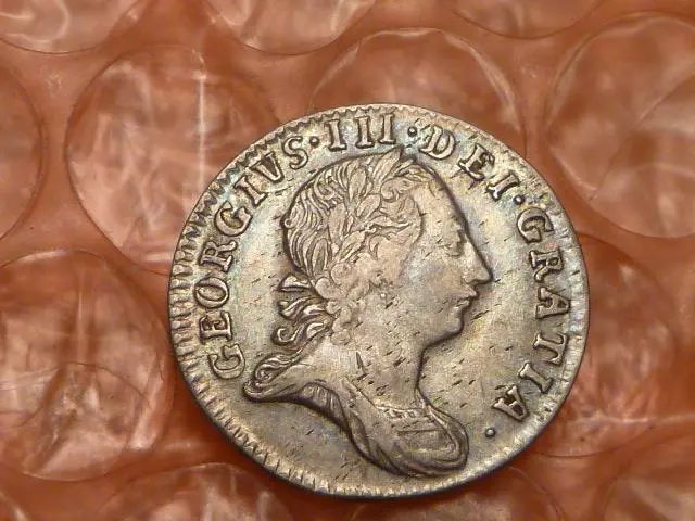 Original 1762 George III Colonial Times Silver Maundy Threepence Coin RAINBOW #2