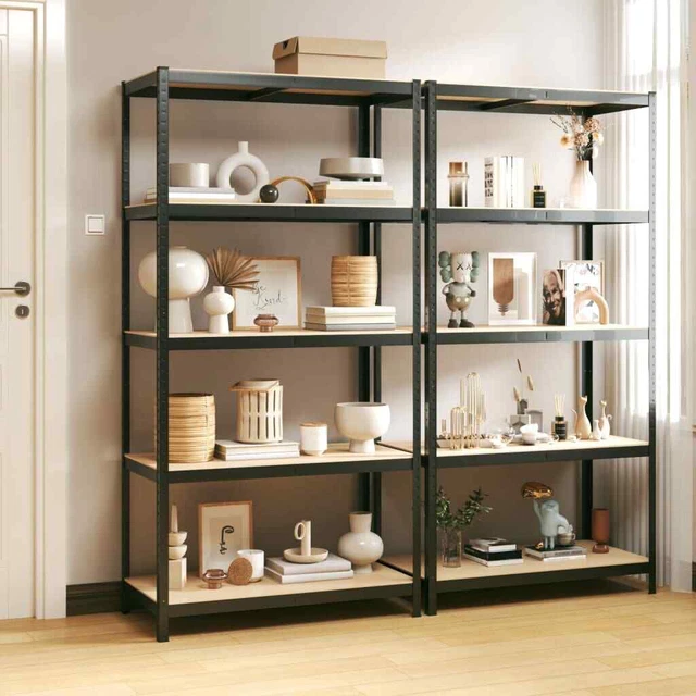 Vidaxl Scaffali 5 Ripiani 2 pz Antracite Acciaio e Legno Multistrato