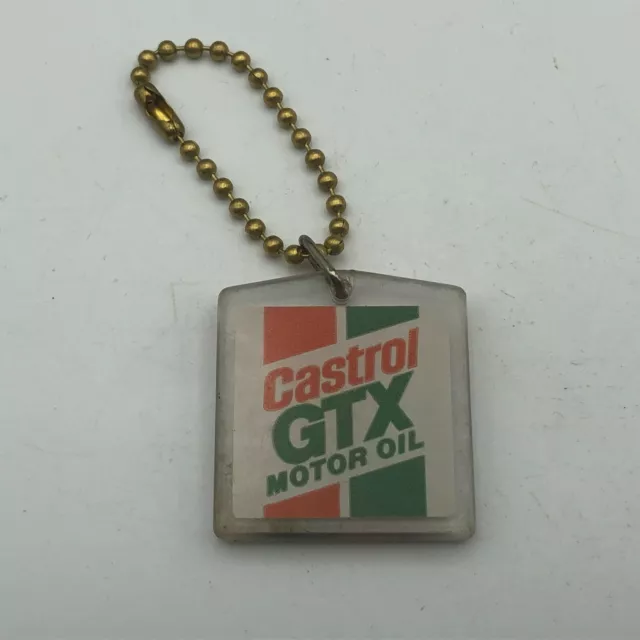 Vintage Castrol GTX Motor Oil Advertising Plastic FOB Keychain   //