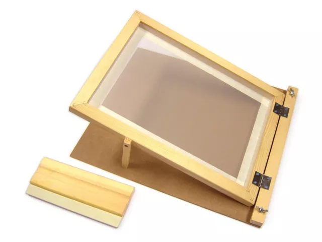 A4 Screen Printing Starter Kit Wooden Hinged Frame & Squeegee Complete Set 78528