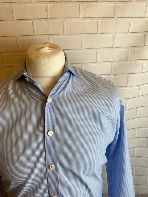 Camicia rosa Thomas blu 15,5" vestibilità informale doppio polsino