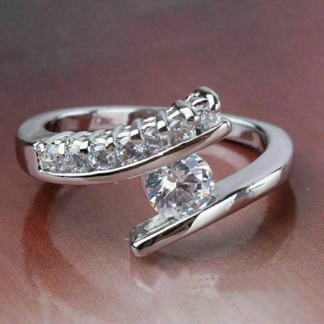 Bague de mariage en argent sterling 925 avec diamant taille ronde de 2,20 ct