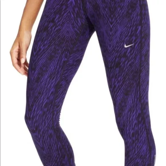 Nike Dri-Fit EPIC RUN TIGHT Fit Active Leggings Purple/Black L NEW With TAGS $90