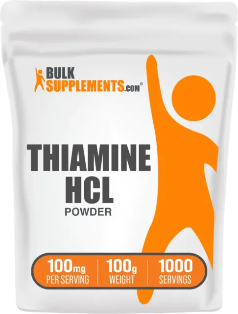 BulkSupplements Thiamine HCl (Vitamin B1) Powder - Vegan - 100mg Servings