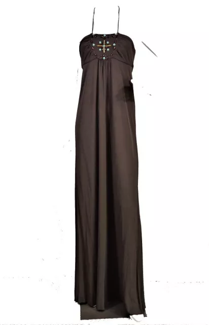 MILLY brown embellished women's halter Maxi Dress Size S