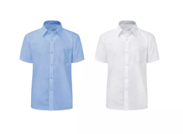 Camicia camicetta ragazza MANICHE CORTE vestibilità regolare colletto uniforme scuola bianco/blu