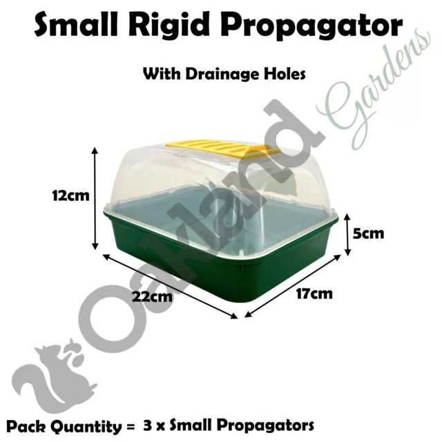 3 x 22cm Propagator Rigid Vented Cover Set Half Size Gravel Tray With Holes