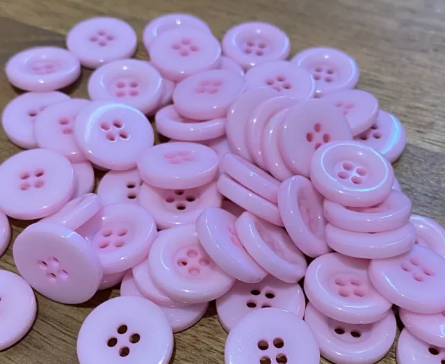 10 X Light Pink 15mm Four Hole Resin Buttons- Australian Supplier