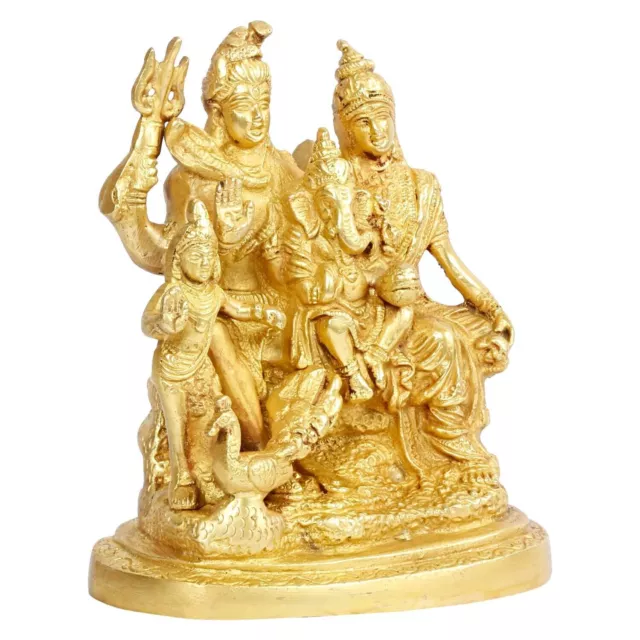 Latón Lord Shiva Parvati Kartikeya y Ganesha Murti Shiv Familia Parivar... 2