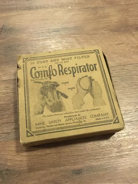 Vintage NOS Mine Safety Appliance Co Comfo Respirator Filter Box Of 10 Mining