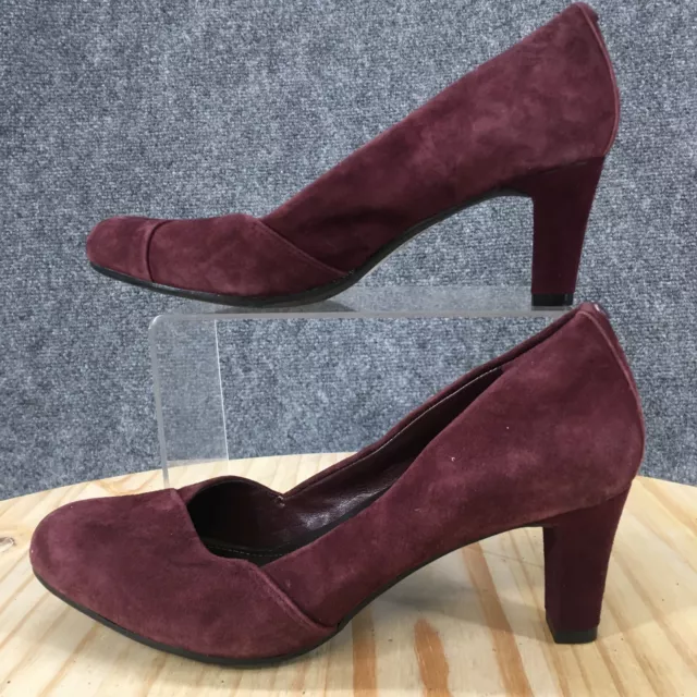 Easy Spirit Shoes 6.5 M Albie Slip On Pump Heels Burgundy Leather Round Toe NEW 2