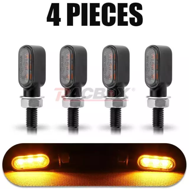 4X Motorcycle LED Mini Turn Signals Amber Light Blinker For Bobber Cafe Racer US