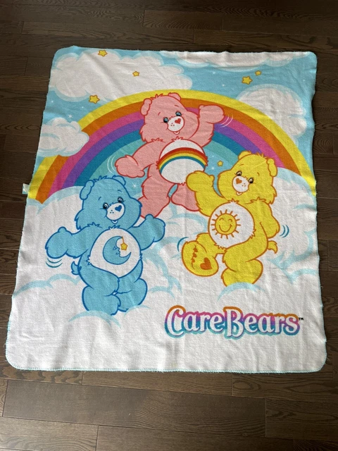 Vintage CARE BEARS Fleece Throw Blanket 2005 Soft 55" x 48" Bedtime Wish Cheer