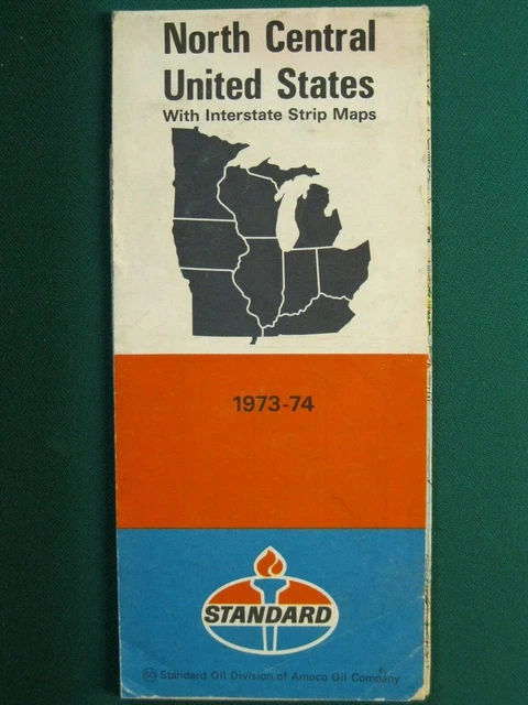 STANDARD OIL 1973. 1974 Road Map Of North Central United States EUR 5 ...