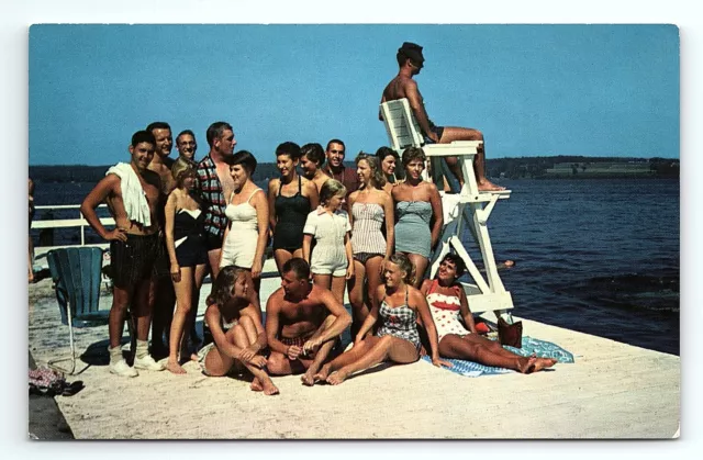 College Club Reach Chautauqua New York NY Beach Babes Lifeguard VTG Postcard