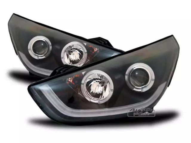 OFFERTA Fari Anteriori LED LTI LIGHT TUBE Inside pour Hyundai TUCSON ix35 Neri F 3