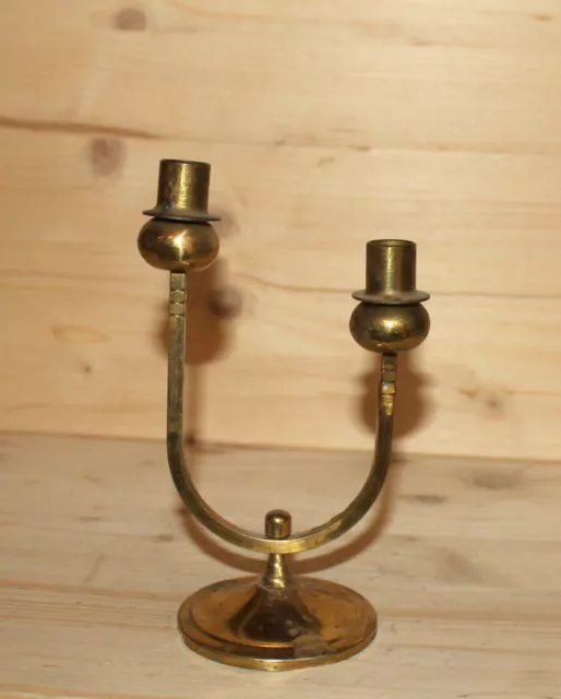 Vintage handgefertigter Messing-Kandelaber-Kerzenhalter