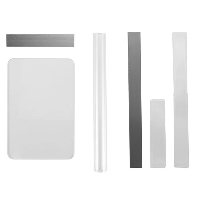 6 piezas Hoja de acrílico de arcilla sólida rodillo de acrílico transparente forma rectangular respaldo L6R7