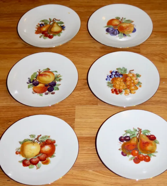 Set of 6 Bareuther Waldsassen Bavaria Germany 8" Fruit Plates Gold Rim