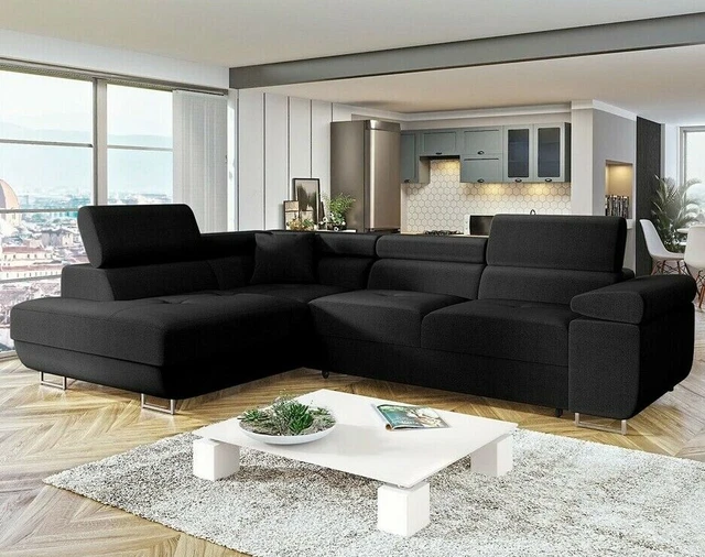 LSHAPED CORNER SOFA Bed with Storage Container Sleep Function New