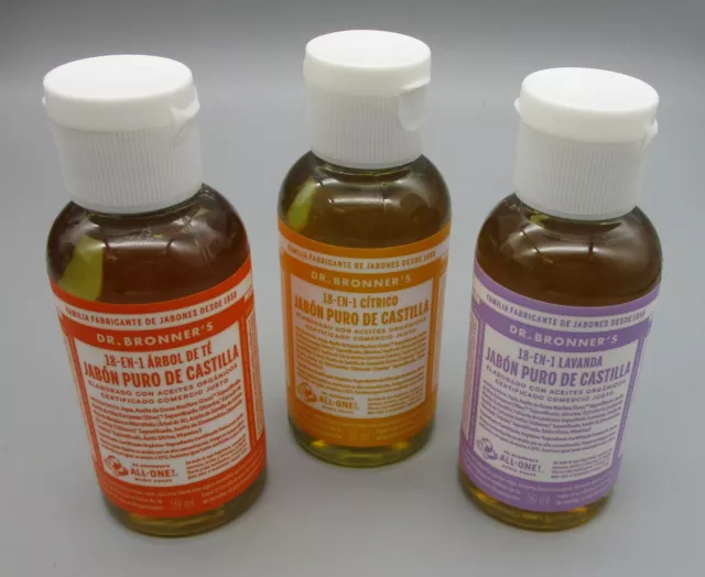 DR. BRONNER'S~Sampler Pack 18-in-1 Hemp Pure-Castile Liquid Soap SPANISH LABELS