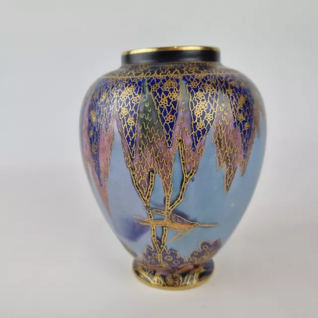Vintage Art Deco Carlton Ware Vase With Swallow And Trees Pattern 12.5cm