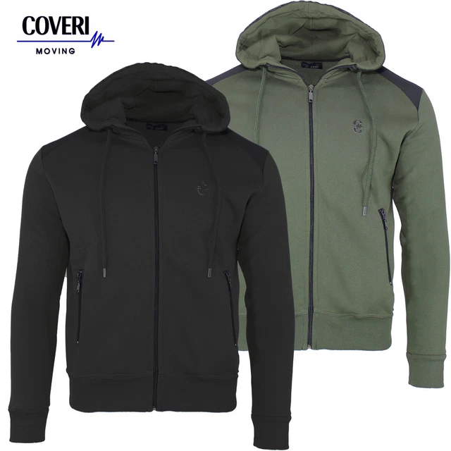Felpa invernale uomo zip intera e cappuccio COVERI MOVING M L XL XXL 3XL