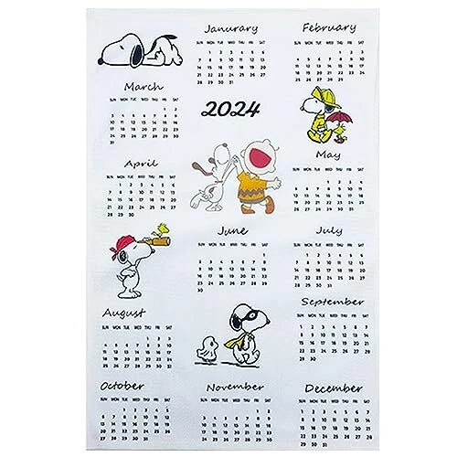 2024 SNOOPY CALENDAR Wall Hanging Calendar Short Plush Fabric (M
