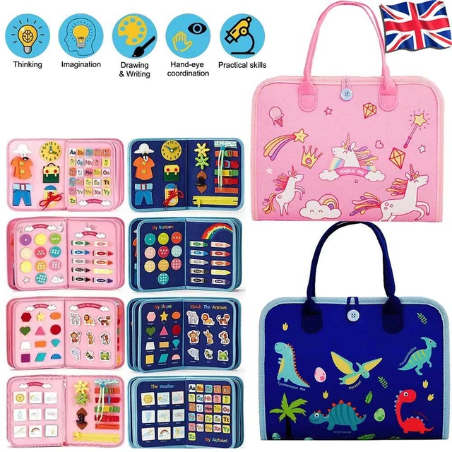 Toddler Busy Board Sensory Montessori Toys 8 Pages Quiet Book for Kids 2 Color