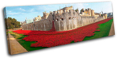 Tower of London Poppies City SINGLE CANVAS WALL ART Picture Print VA