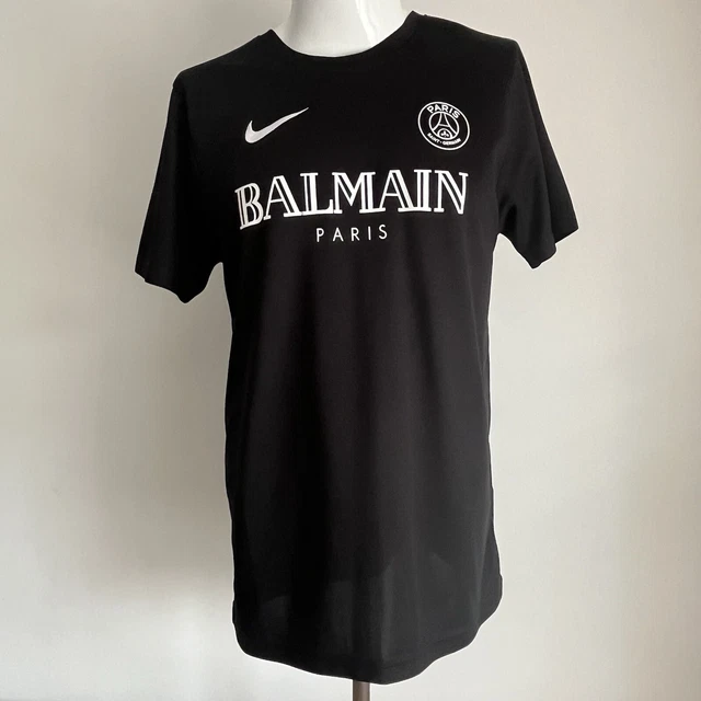 PARIS SAINT GERMAIN PSG Nike Black Balmain Dri Fit Football Shirt Size Large L 44.99 PicClick UK