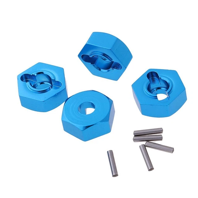 Agatige Set Adattatori Per Ruote Auto RC Da 12mm A 17mm, Mozzi Esagonali In Metallo (Blu), 4 Pezzi, Per Auto 1/10