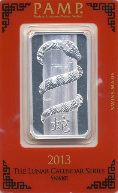2013 Pamp Suisse Lunar Snake 1oz Silver Bar