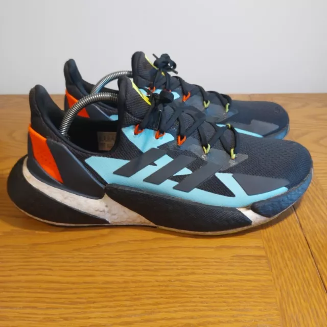 Adidas Boost X9000L4 scarpe da ginnastica uomo UK 10 scarpe da ginnastica nero blu FY0775 usate