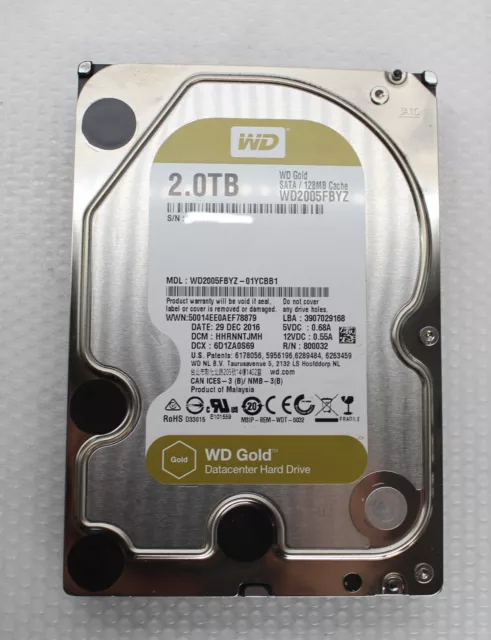 Western Digital WD Or SATA WD2005FBYZ-01YCBB1 2TB HDD 3.5 " 7.2K HDD Testé