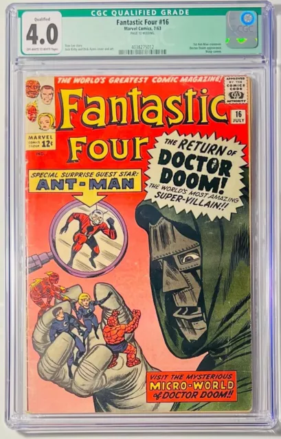 1963 Fantastic Four  16 CGC 4.0 Qualified 1st Ant-Man crossover. Doctor Doom app