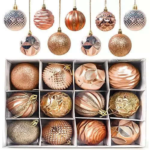 Bolas de Navidad, 12 Piezas de Adornos de decoración de árboles de Navidad, A