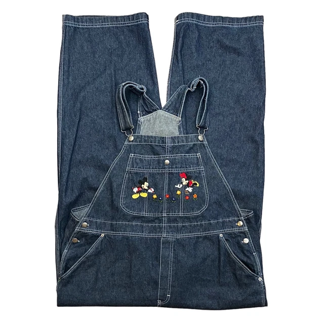 Vintage Disney Plus Mickey x Minnie Overalls Adults / Men's Sz 2X Denim Jean Bib