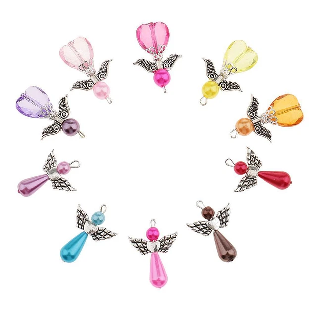 10 Stück gemischt Silber Engel Flügel Perlen Charms Anhänger