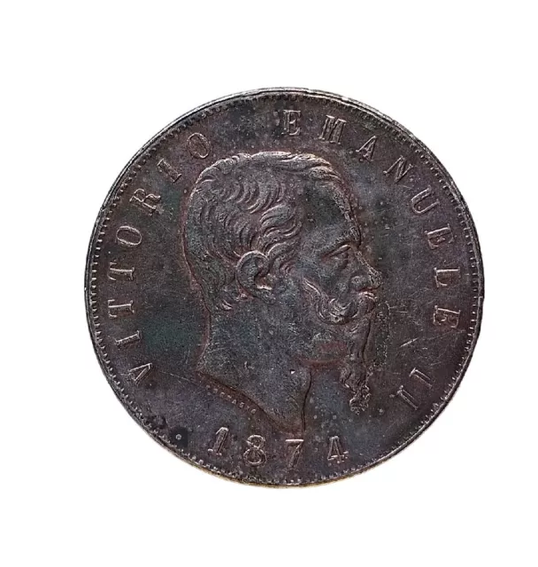 *HH* Moneta Falso D'epoca 5 Lire 1874 Milano Vittorio Emanuele II Re Coin Regno