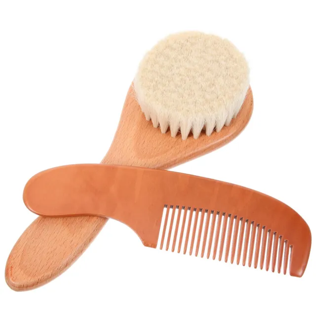 1 Set of Baby Hair Brush and Comb Set Handheld Baby Brush Comb Set Newborn Wool